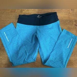 Nike 3/4 running tights - turquoise with pattern
